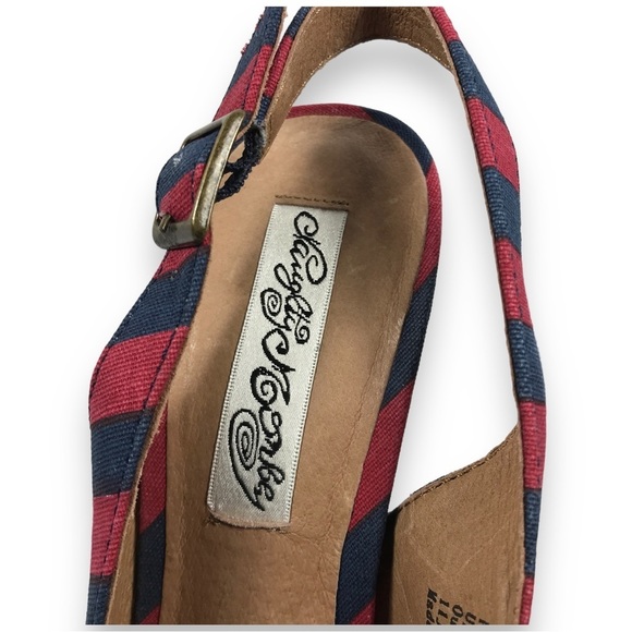 Monkey Overboard Womens Striped Canvas Espadrille Platform Red Blue Sz 7 - Picture 7 of 16